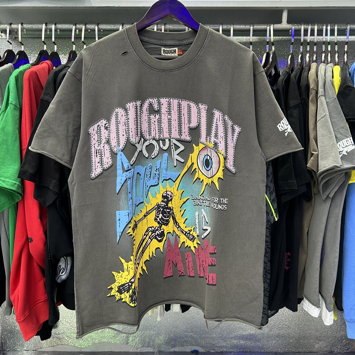 Rough Play Colorful Tour Skeleton Graphic T-Shirt